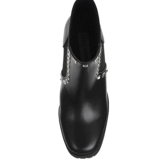NEW WITH BOX STEVE MADDEN Black Brisa Ankle Boots with Silver Studs - Size 9 - Picture 8 of 15